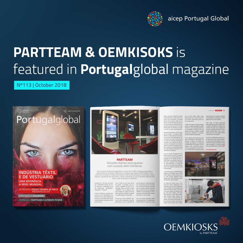 Portugalglobal Magazine of AICEP, highlights PARTTEAM & OEMKIOSKS in the October edition 1